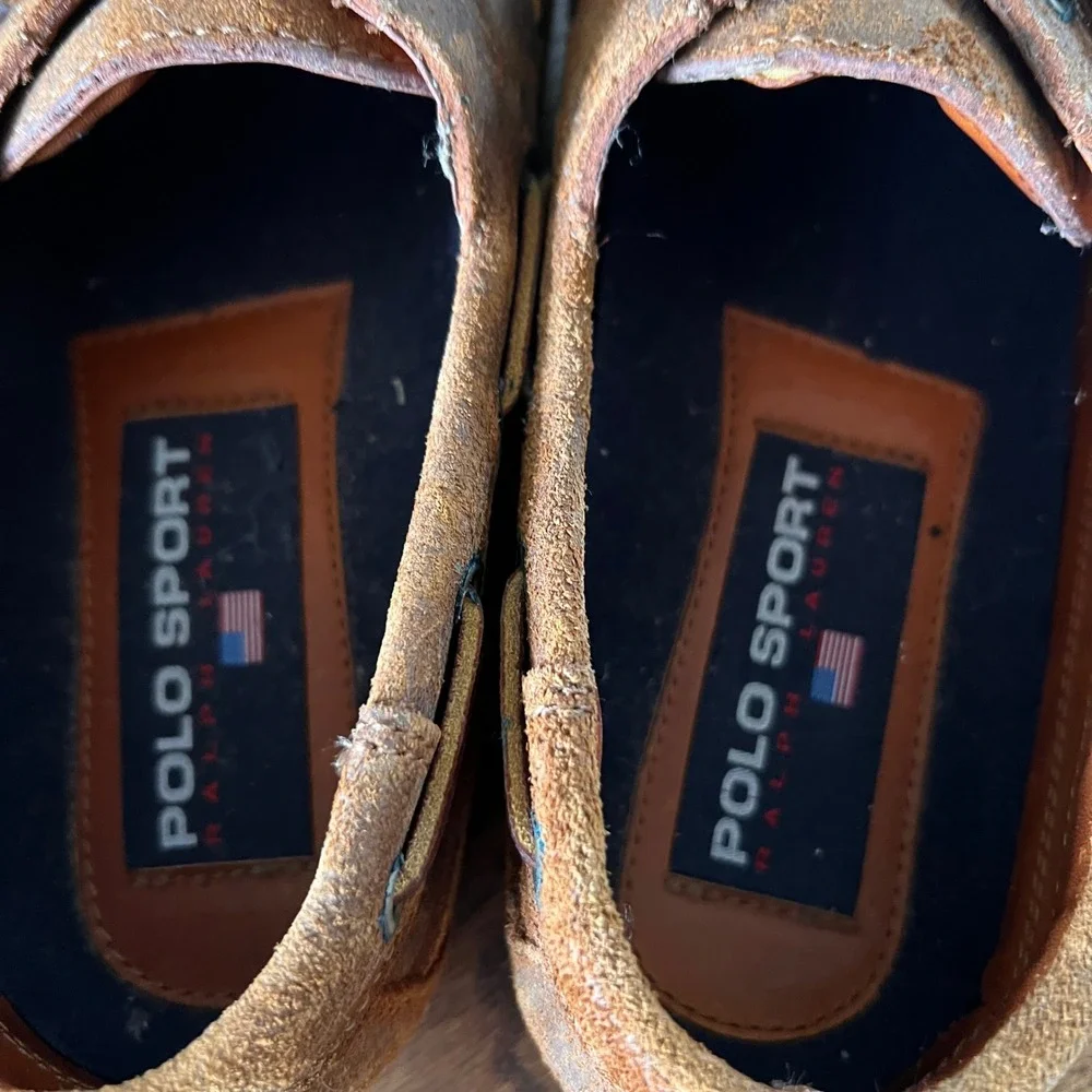Vintage Polo Sport Ralph Lauren Mens Brown Suede Boat Shoes MA3614 Size 9.5 D